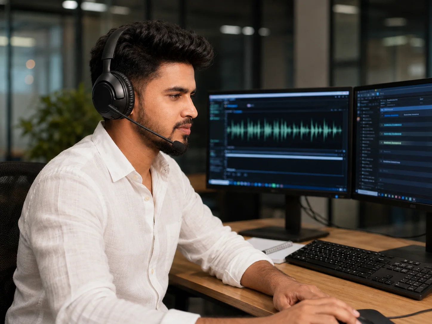 Headset audio recording and review workstation